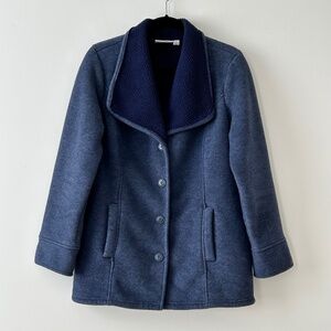 D & Co Denim + Company Blue Fleece Peacoat Coat